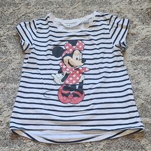 10 for $25 - H&M Girls 4-6Y Blue & White Stripes Minnie Mouse Short Sleeve Shirt